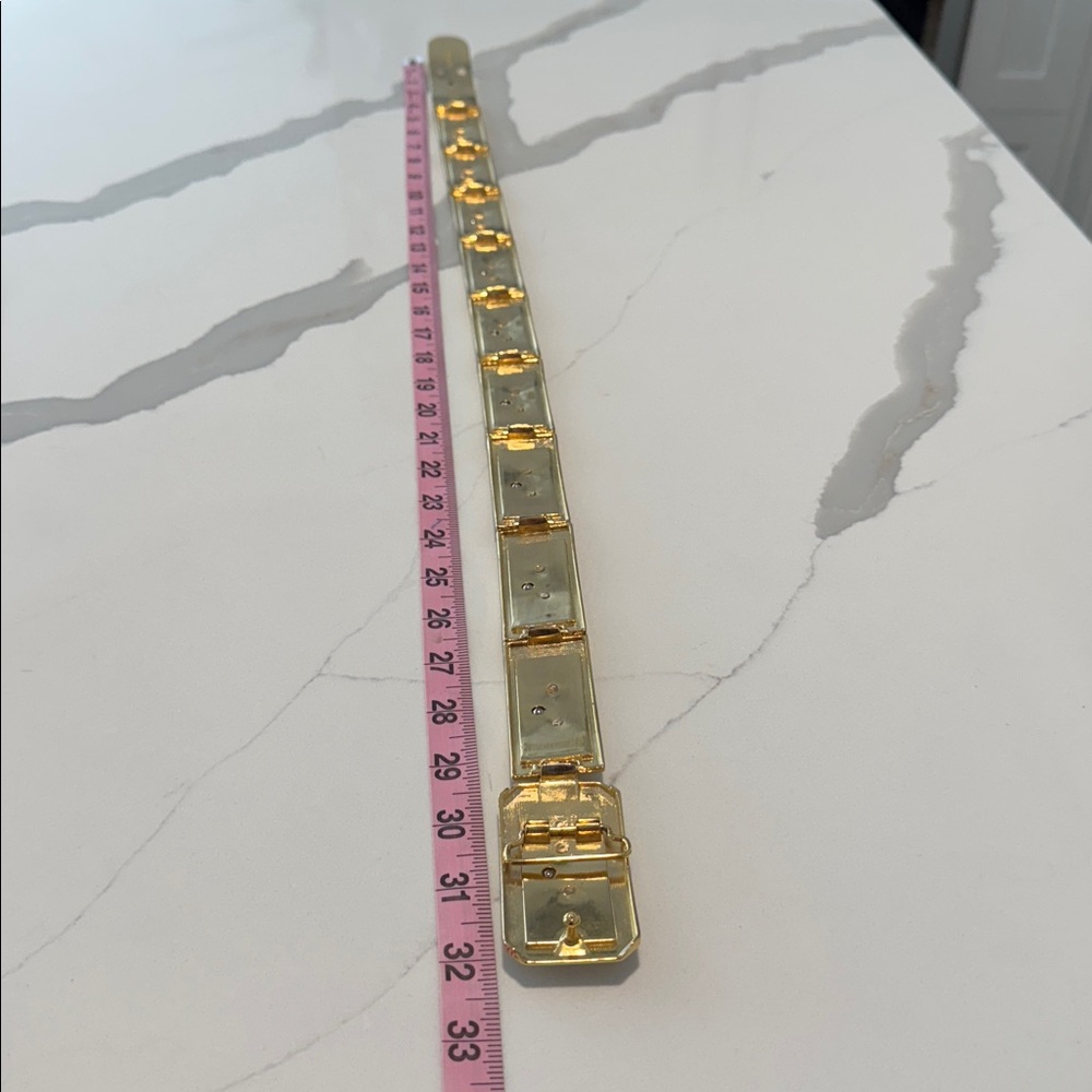 90's Jaguar Silver and Gold Tile Link Belt - Picture 3 of 8